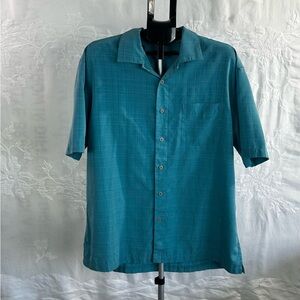 Batck BayTeal Short Sleeve Button-Up Shirt | Coastal Resortwear | Size L